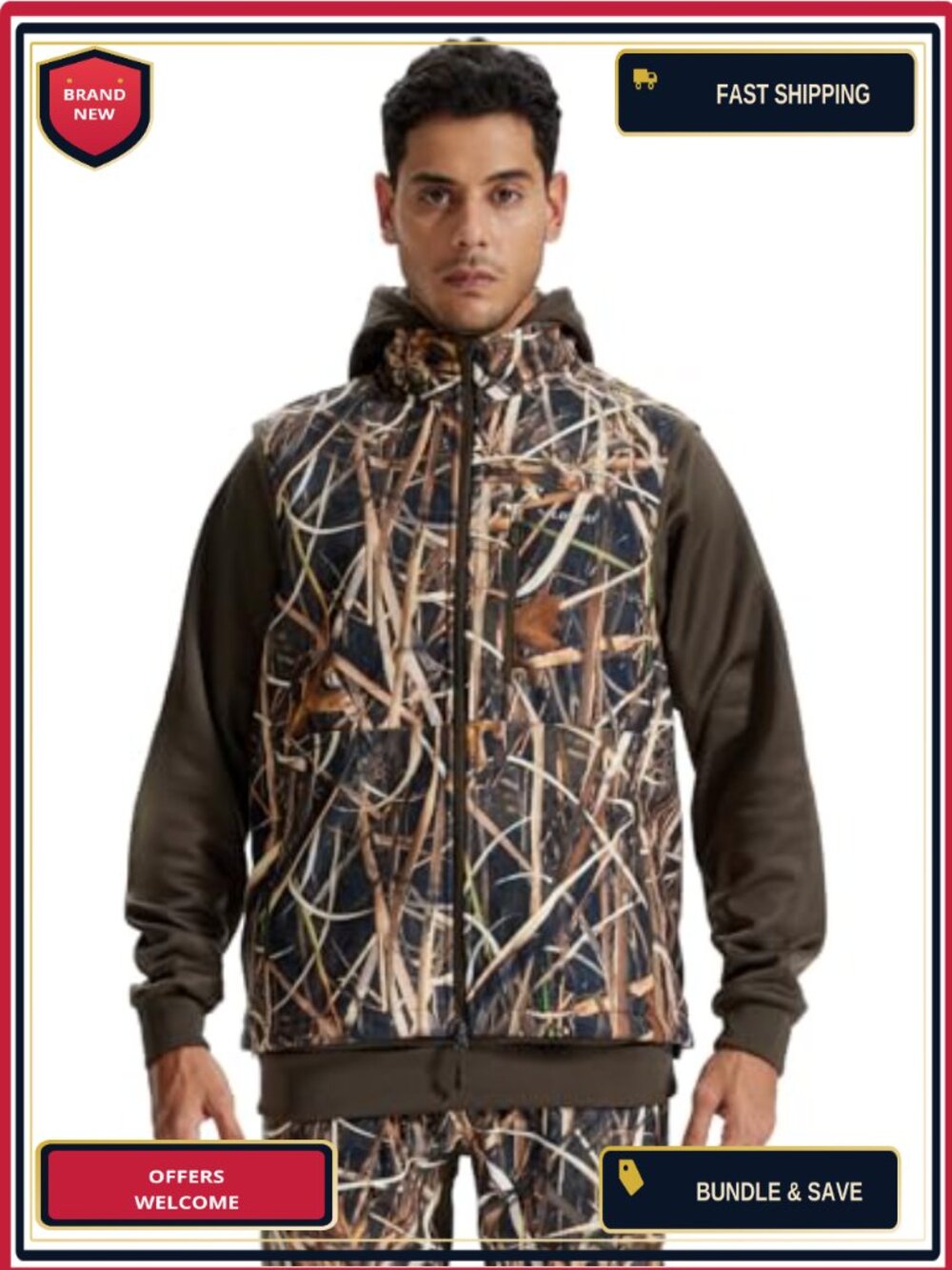 Men's Water-Resistant Sleeveless Hunting Vest with Pockets for Outdoor
